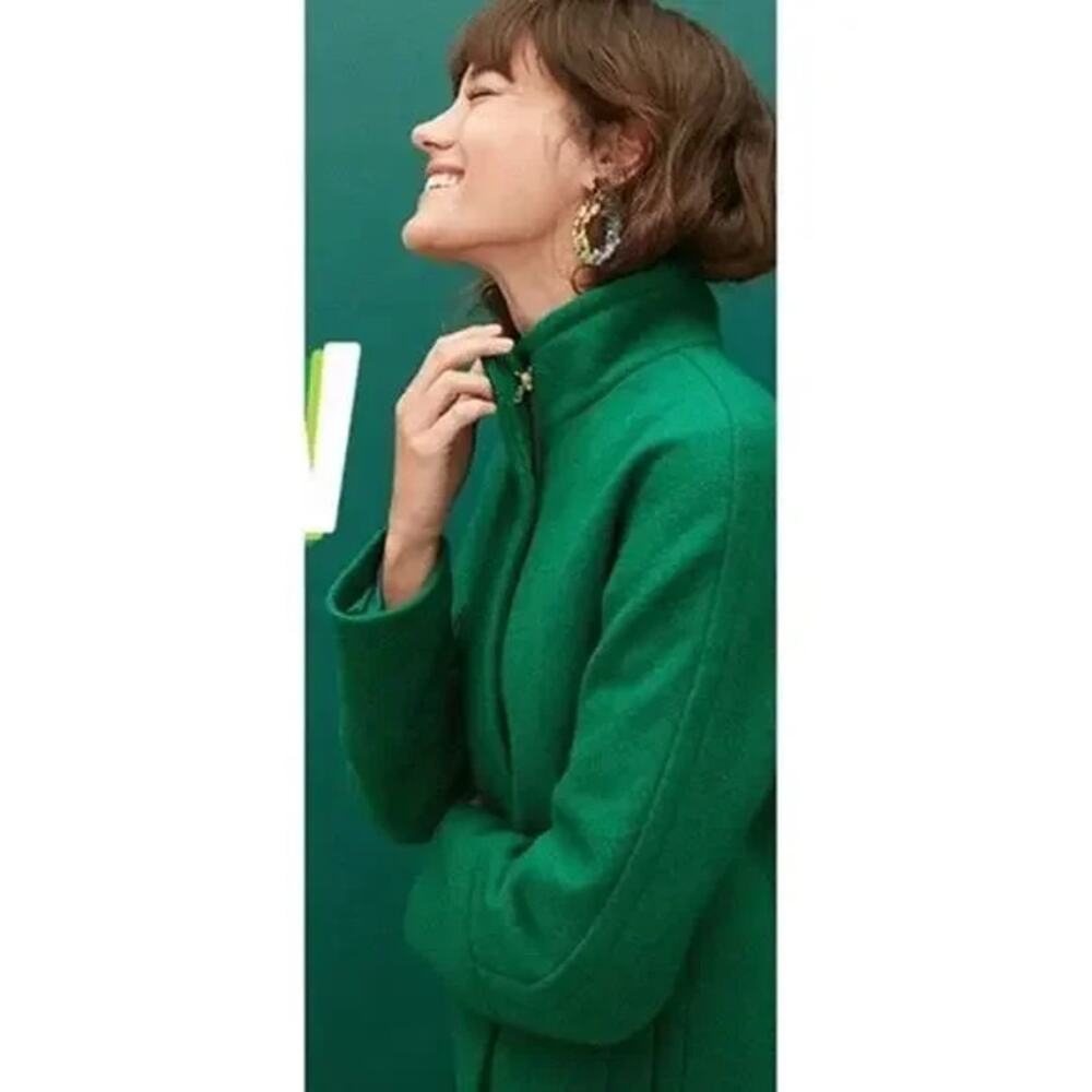 J. Crew New City Coat in Alpine Meadow Green Women's Size 2 EUC Wool Coat - Picture 3 of 11